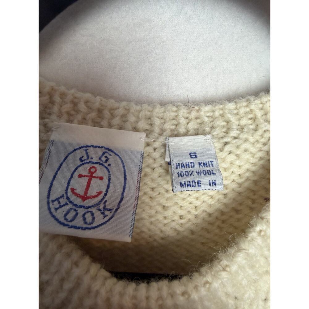 Vintage JG Hook Hand Knit Shetland Wool Sweater Vest Teddy Bear Size Small Cream - Picture 4 of 7
